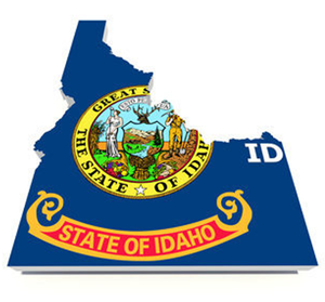 Karta och flagga över Idaho i USA