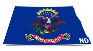 Karta och flagga över North Dakota i USA