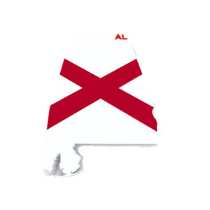 Karta och flagga över Alabama i USA