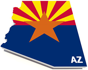 Karta och flagga över Arizona i USA