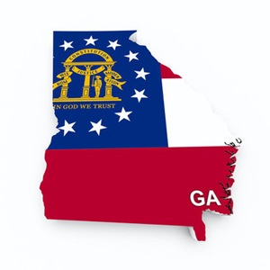 Karta och flagga över Georgia i USA