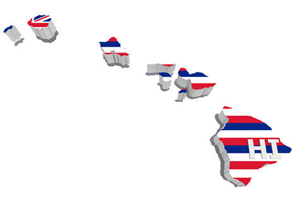 Karta och flagga över Hawaii i USA