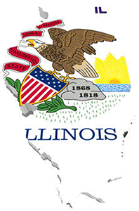 Karta och flagga över Illinois i USA