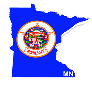 Karta och flagga över Minnesota i USA