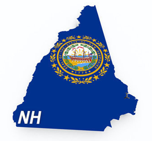 Karta och flagga över New Hampshire i USA