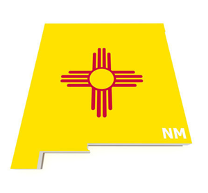 Karta och flagga över New Mexico i USA
