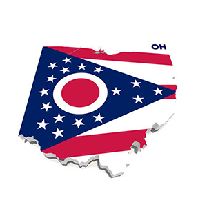 Karta och flagga över Ohio i USA