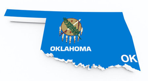 Karta och flagga över Oklahoma i USA