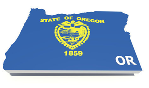 Karta och flagga över Oregon i USA