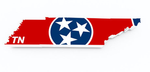 Karta och flagga över Tennessee i USA