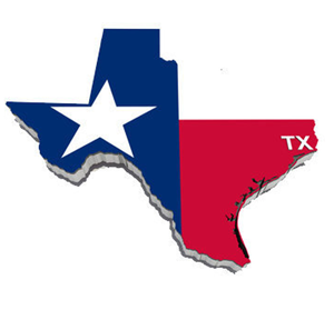 Karta och flagga över Texas i USA