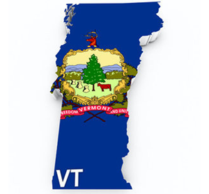 Karta och flagga över Vermont i USA
