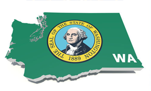 Karta och flagga över Washington i USA